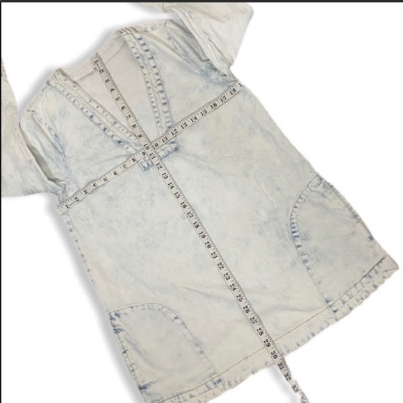 Free People acid wash denim tunic/mini dress - Picture 6 of 7